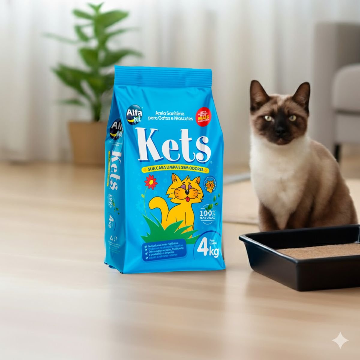Areia Higiênica Kets Para Gatos 4kg