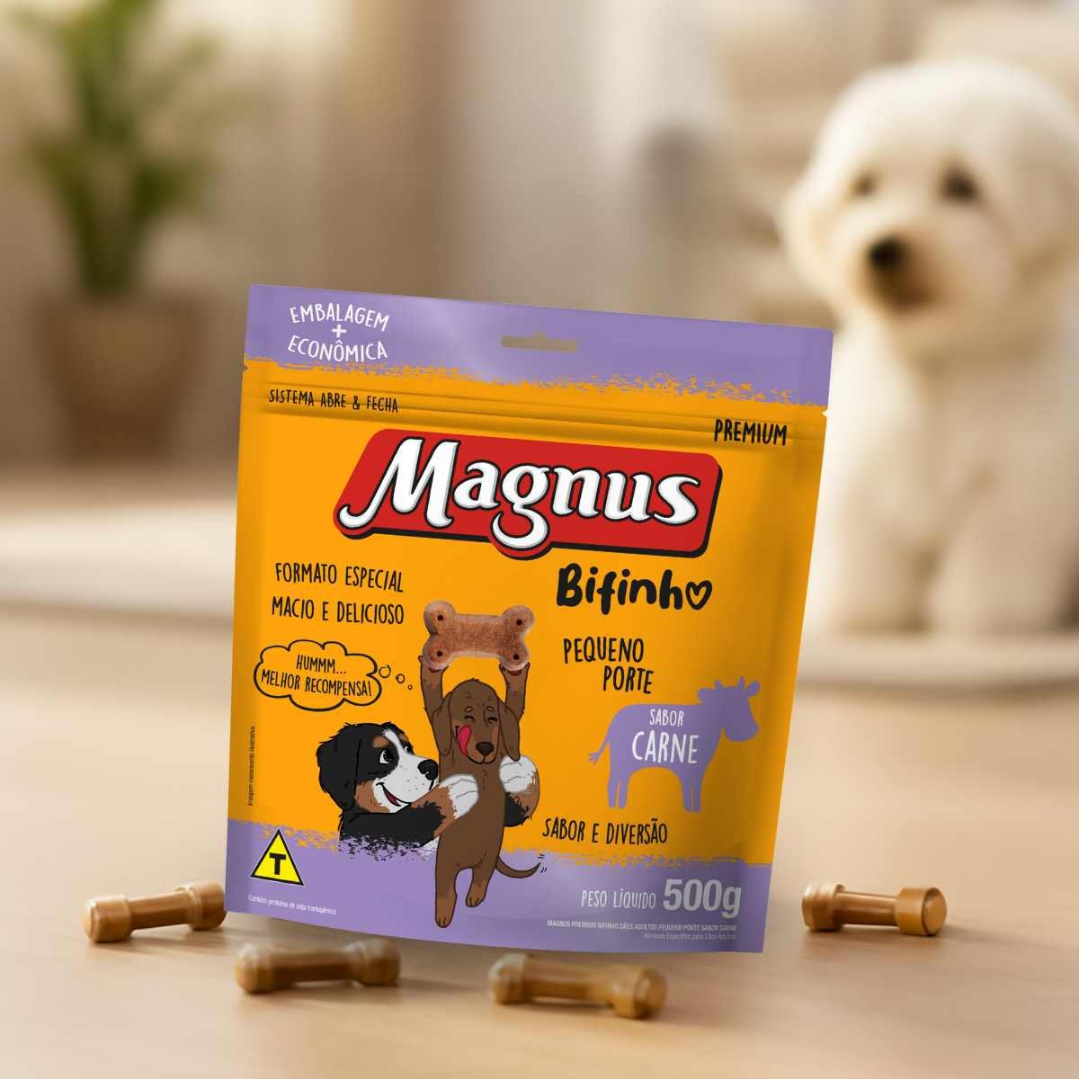 Bifinhos Magnus Cães Pequeno Porte Sabor Carne (500g)