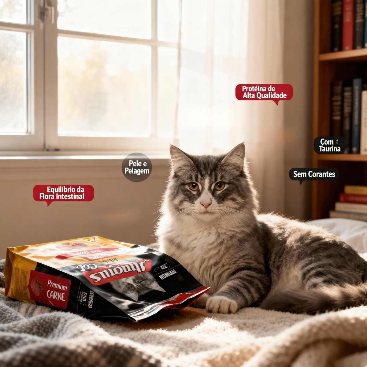 Ração Magnus Cat Premium Gatos Adultos Carne 1kg-Imagem 3