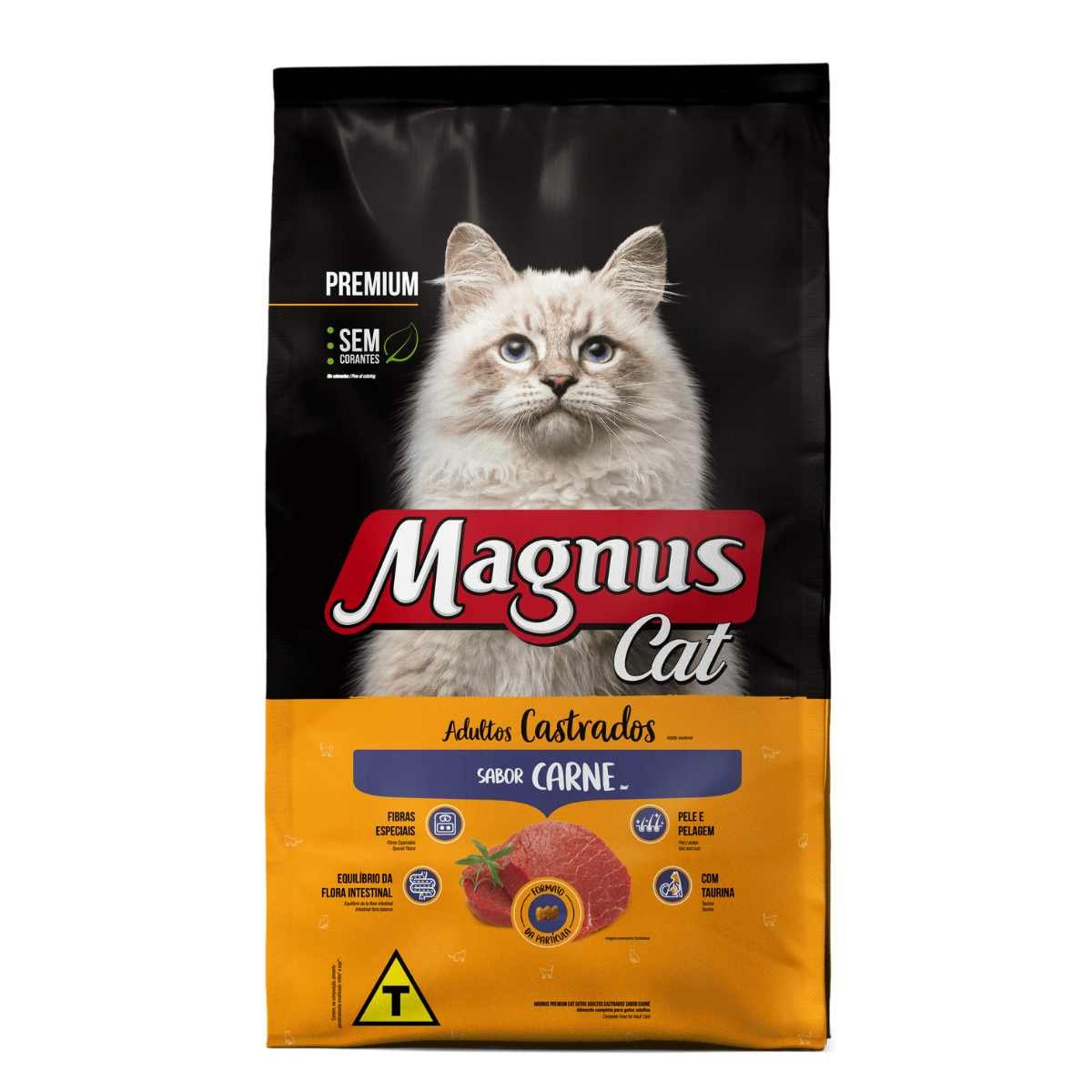 Ração Magnus Cat Premium Gatos Adultos Castrados Sabor Carne 20kg-Imagem 2
