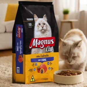Ração Magnus Cat Premium Gatos Adultos Castrados Sabor Carne 20kg