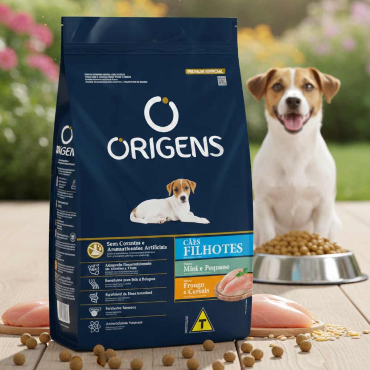 Ração Origens Cães Filhotes Porte Mini Pequeno Frango e Cereais - 1kg
